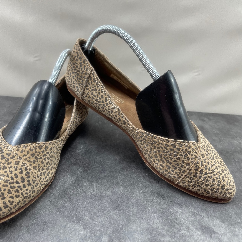 Toms Women's Shoes Brown 9 M Suede Animal Leopard Print Slip On Ballet Flats